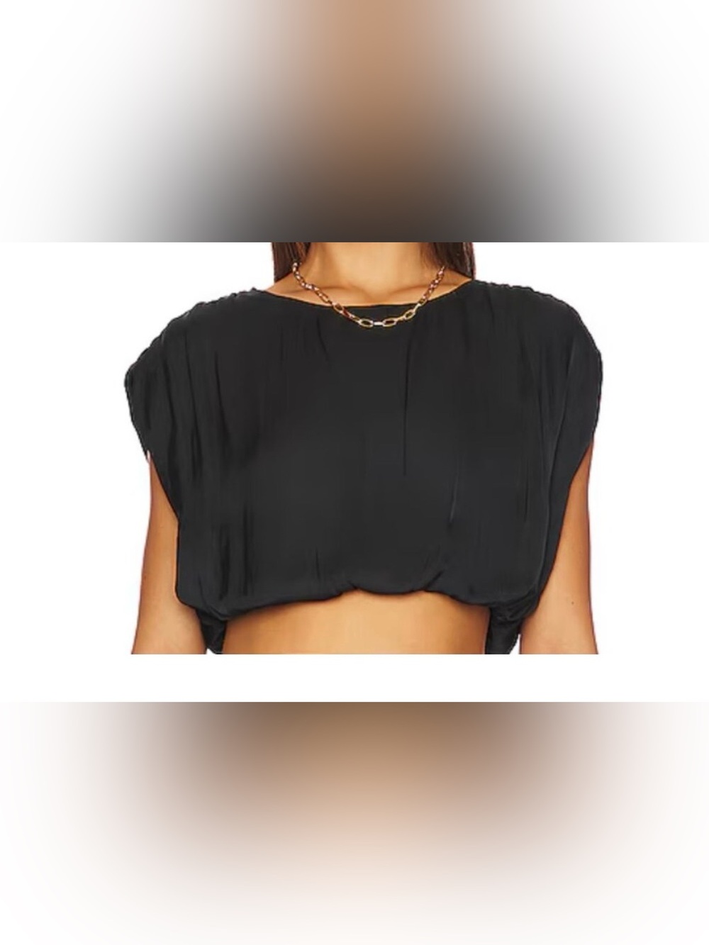 Astr Black Draped Short-Sleeve Crop Top